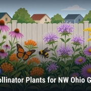 Fostoria News: Illustration, with headline: Native Pollinator Plants for NW Ohio Gardens
